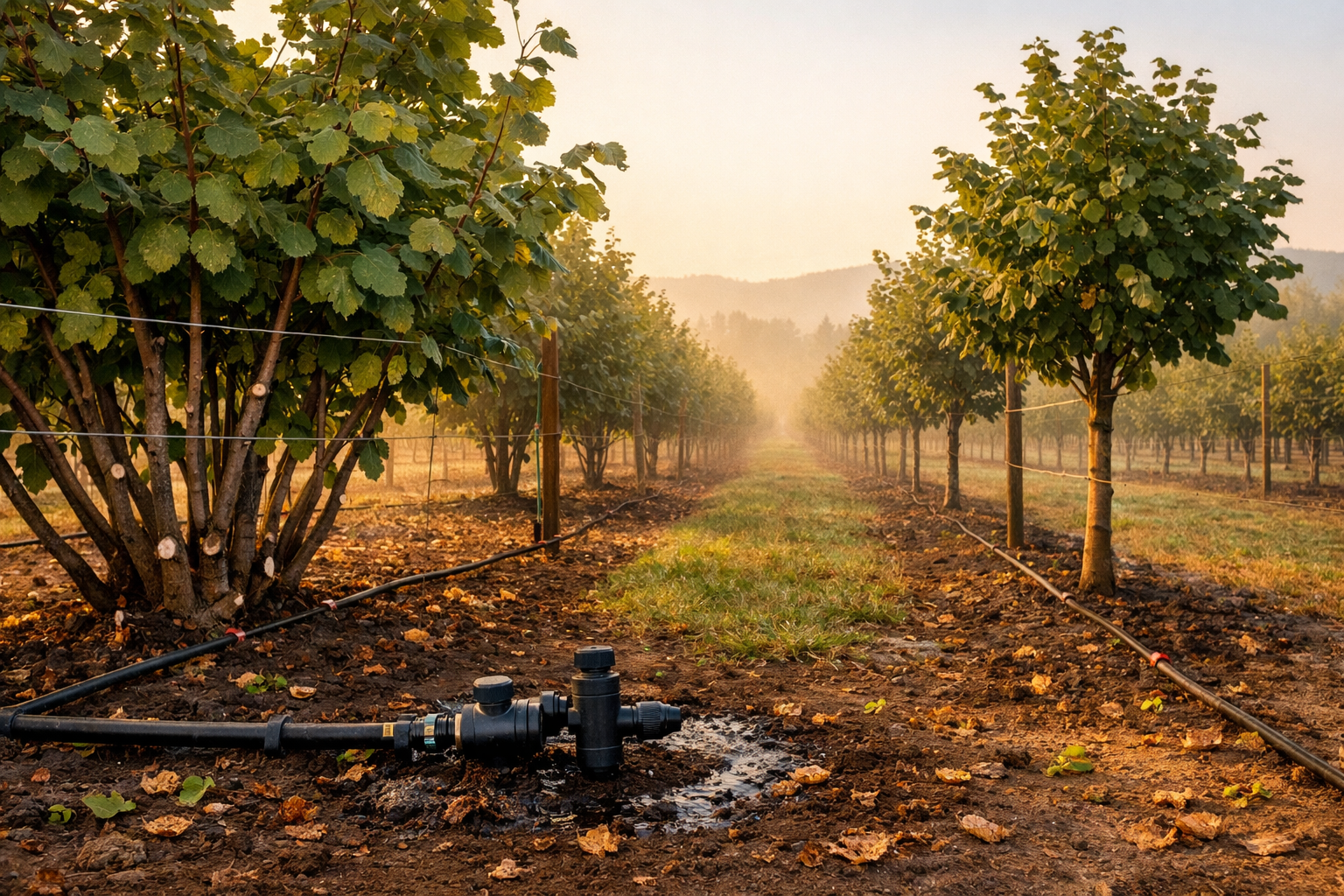 Hazelnut Orchard Production: How to Increase Yield per Hectare with Training System, Planting Density, and Water Management
