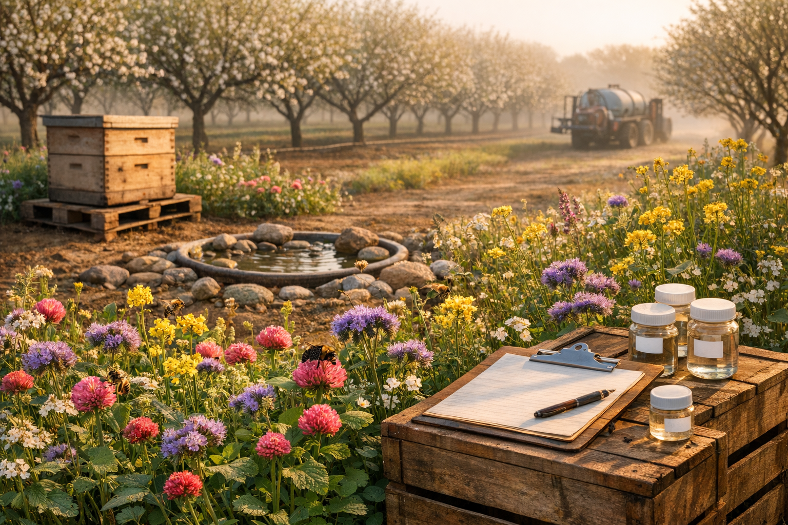 From Hive Rentals to Habitat Design: Practical Pollinator Farming in Modern Almond Orchards